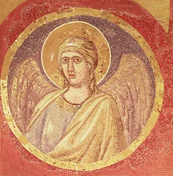 Detail of an angel from the Navicella, the Ship of the Church